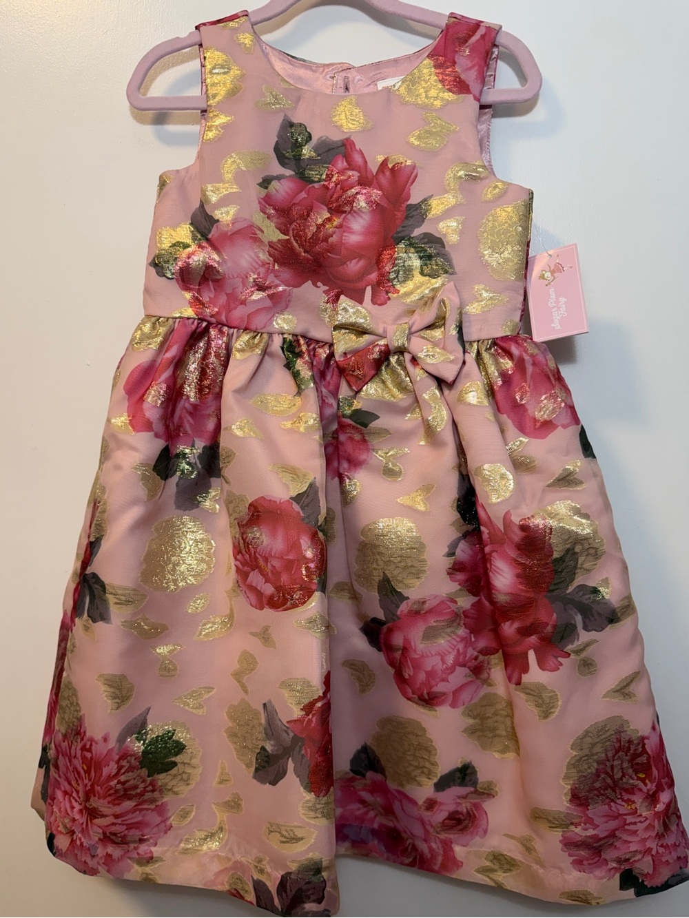 Gymboree Pink Floral Dress with Gold Accents